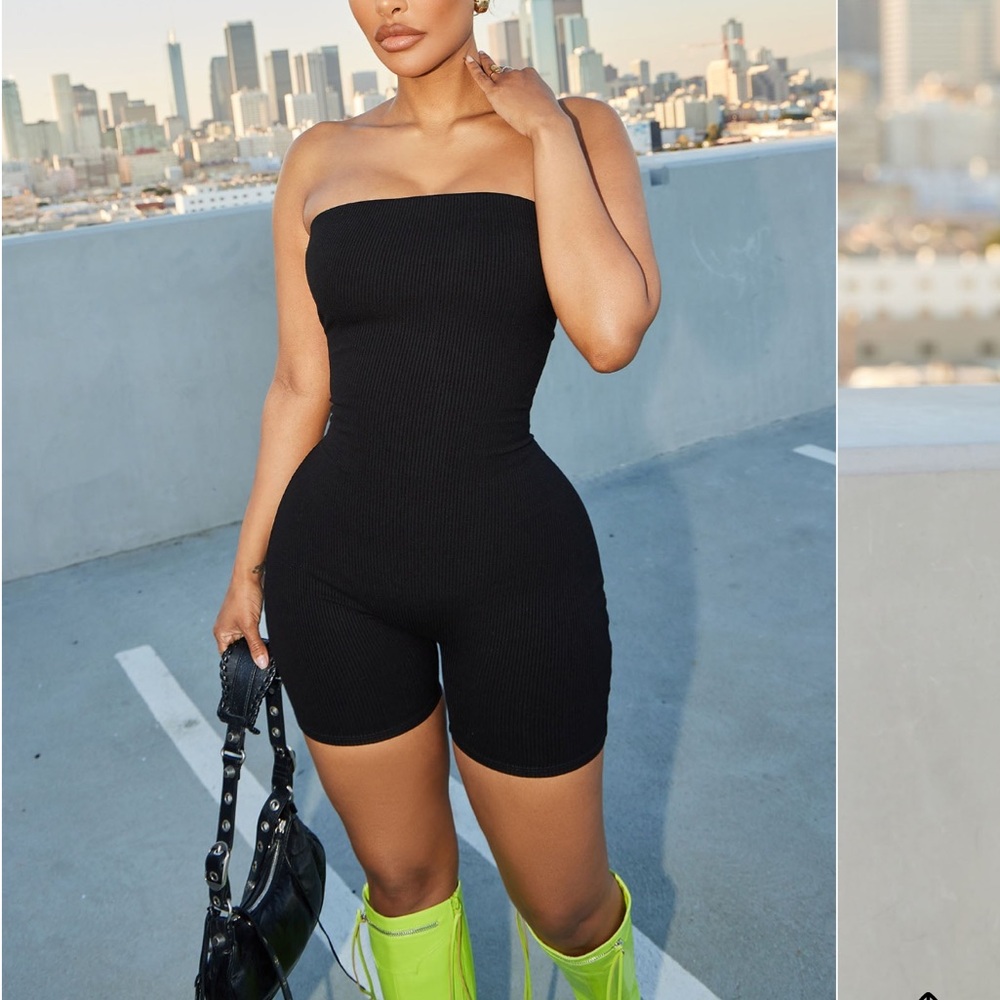 Black Strapless Romper